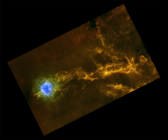 Плотные нити газа в межзвёздном облаке IC5146, на фотографии «Гершеля».
