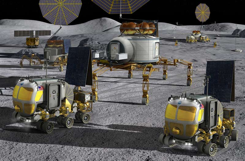 Иллюстрация NASA гипотетической лунной базы