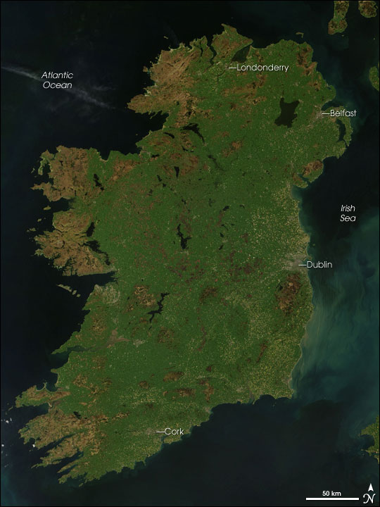 Изумрудный остров: Ирландия из космоса