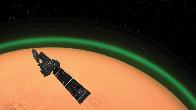 ExoMars наблюдает уникальное зеленое свечение на Красной планете