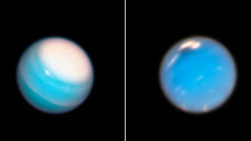 Хаббл показывает динамические атмосферы Урана и Нептуна