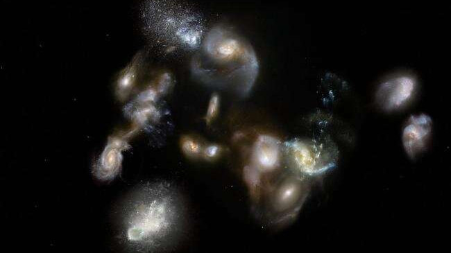 Обнаружен массивный протокластер сливающихся галактик в ранней Вселенной