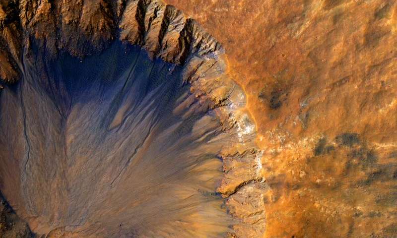 Свежий кратер вблизи региона Sirenum Fossae на Марсе