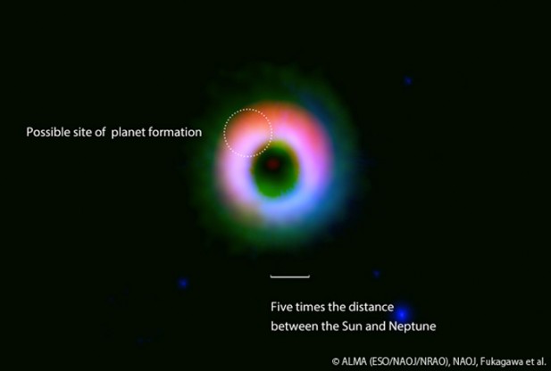 Телескоп ALMA был использован для поиска гигантской солнечной системы, формирующейся вокруг молодой звезды