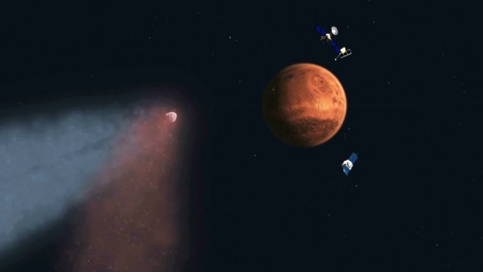 Обнаружено воздействие пролета кометы C/2013 A1 на атмосферу Марса 