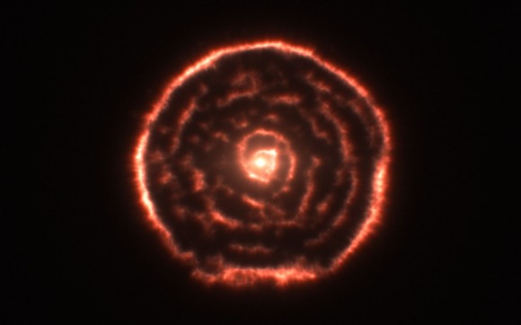 Вокруг звезды-гиганта  обнаружена удивительная спиральная структура