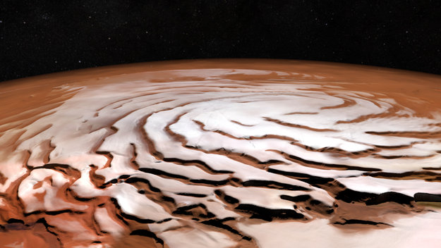 Слой льда на Марсе увеличился