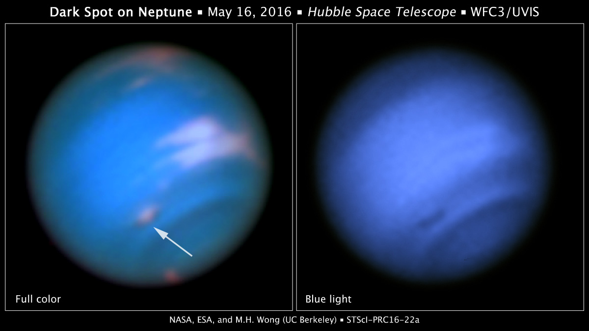 Новое темное пятно на Нептуне