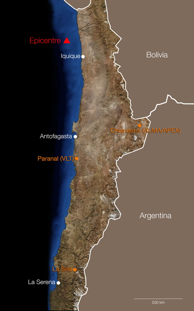 Мощное землетрясение в Чили не повредило обсерваториям