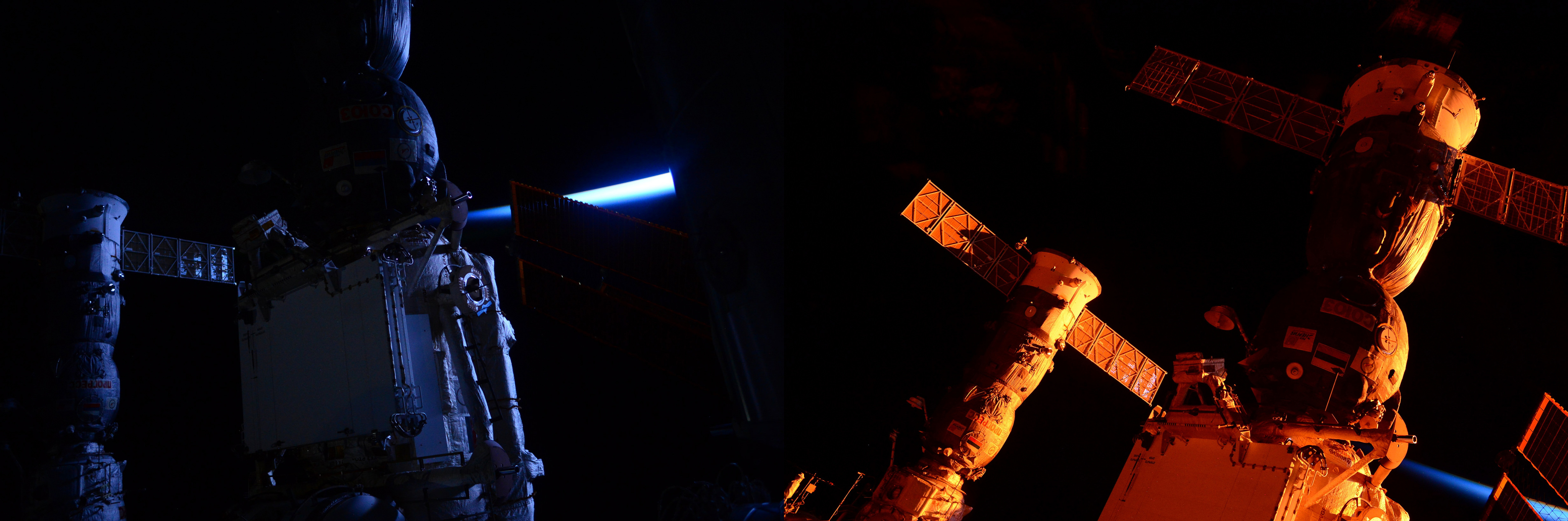Изображение: цвета заката над МКС
