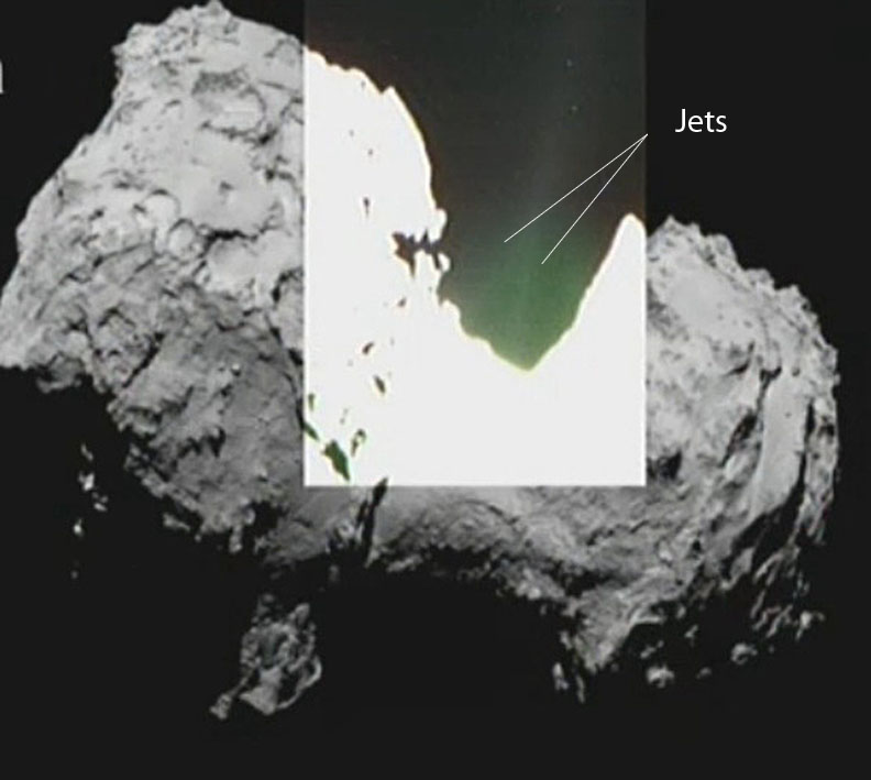 Комета P67 испускает холодные джеты
