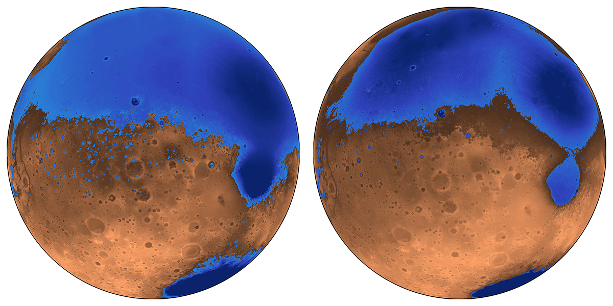 Марсианские океаны связаны с вулканами