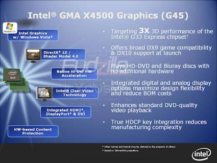 Intel GMA X4500HD (G45) в 3 раза превзойдет G33 