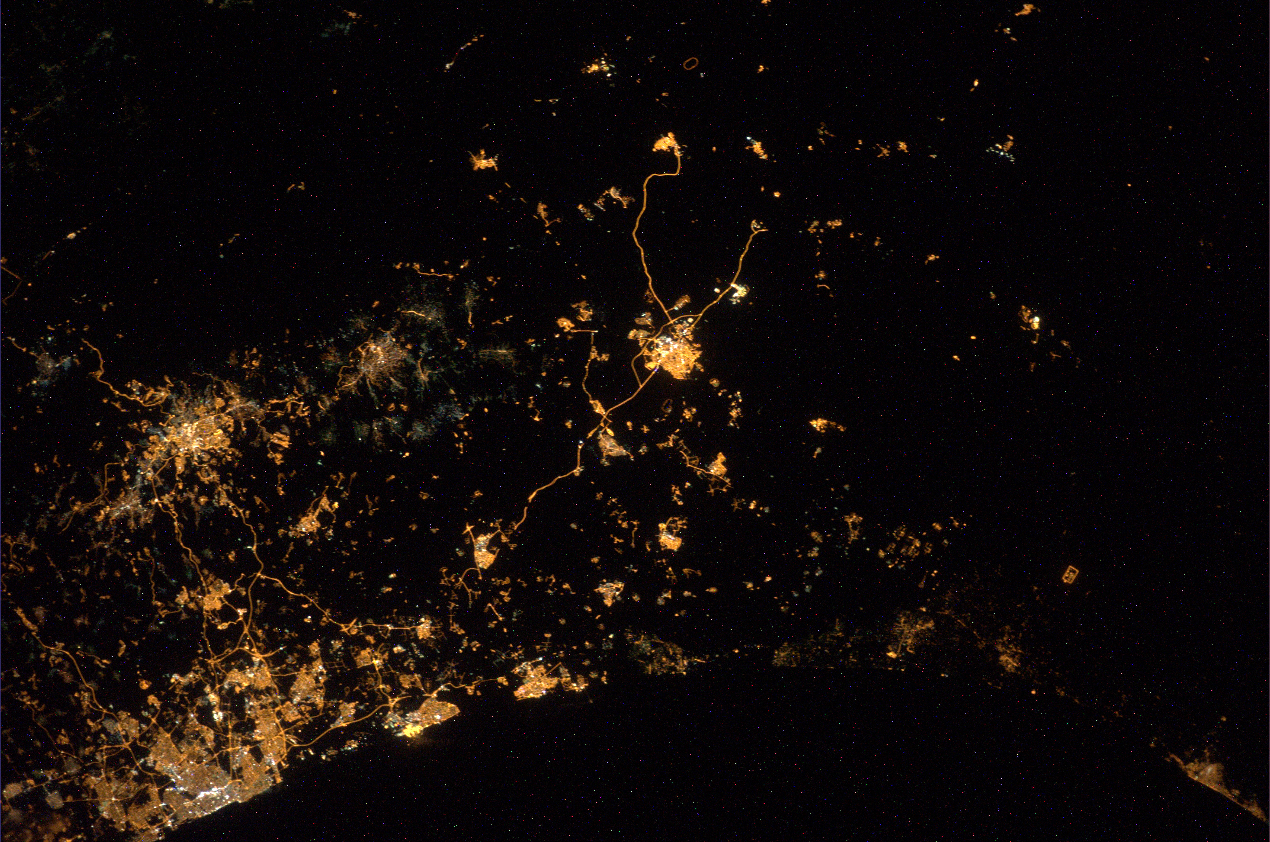 Израиль и сектор Газа на снимке с МКС