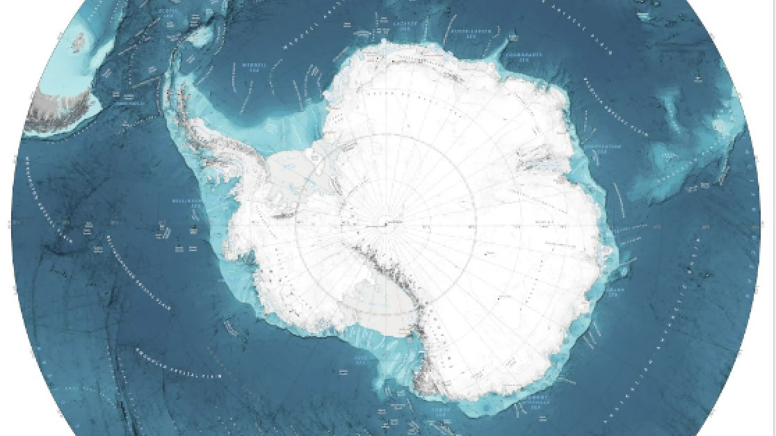 На карту нанесено самое глубокое место в Южном океане вокруг Антарктиды