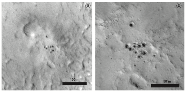 Фрагменты метеоров оставляют следы на Марсе