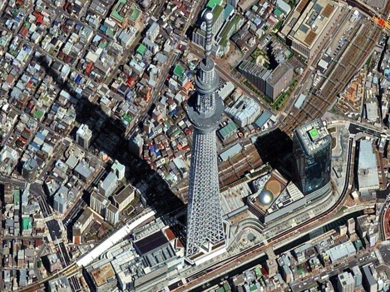 Небесное дерево Токио (Tokyo Skytree) на фото со спутника