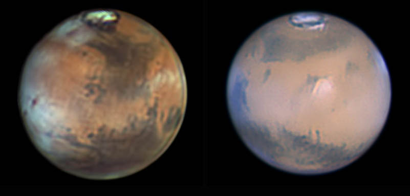 Полушария Марса от астрофотографов