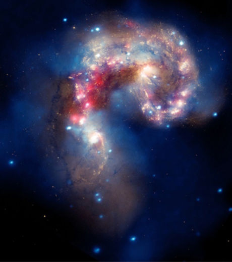 Фото взаимодействующих галактик NGC 4038 и NGC 4039 
