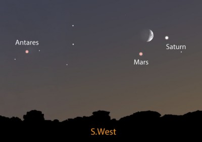 Луна, Марс, Сатурн и Антарес сияют сегодня ночью