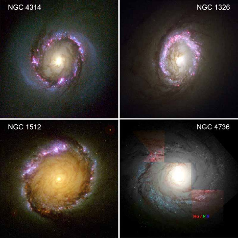 Хаббл видит блестящие области в галактиках