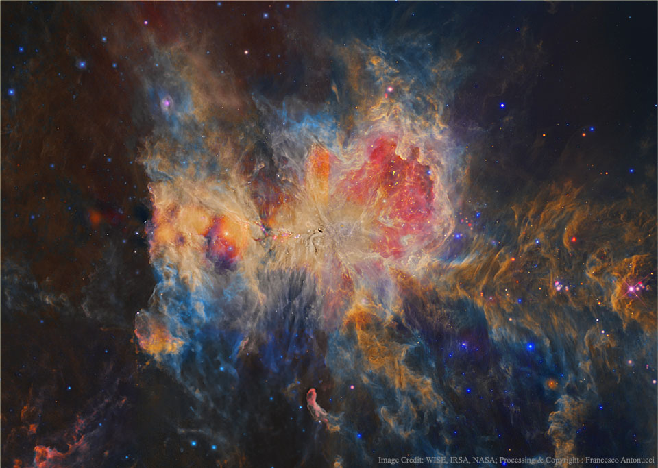 Туманность Ориона в инфракрасном диапазоне от умного телескопа